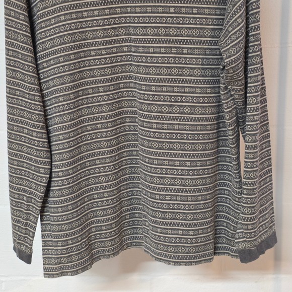 L.L. Bean Vintage Fair Isle Mock Neck Cotton Knit Top Grey Womens XL Gorpcore - Picture 5 of 9